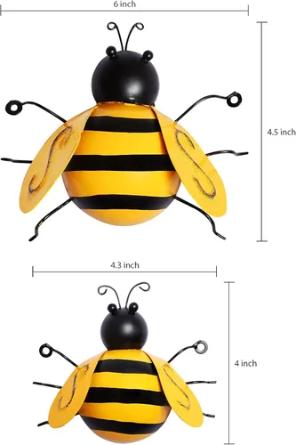 Miniatura 2 de MorTime Paquete de 4 esculturas de metal para pared, decoración de jardín, decoración de pared de abeja colgante para interiores y exteriores