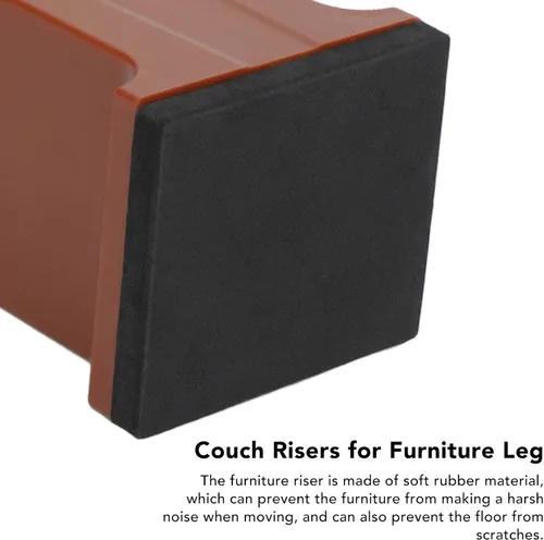Miniatura 5 de HURRISE 4 elevadores de cama, elevador de goma para muebles, bloques de cama elevados, elevadores de sofá, mesa de escritorio, almohadillas de Marrón