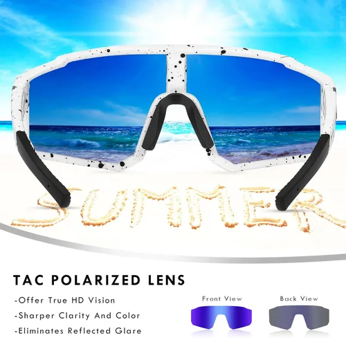 Miniatura 5 de MVPTGRS Gafas de sol deportivas para niños y niñas de 8 a 14 años, marco TR90, para béisbol, softbol, ciclismo, golf Lentes azules con montura blanca