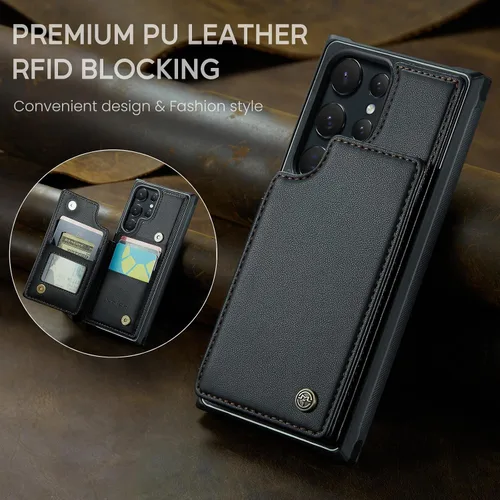 Miniatura 8 de Vinich Funda tipo cartera para Samsung Galaxy S22 Ultra con tarjetero y ranuras de crédito con bloqueo RFID, función atril, a prueba de golpes