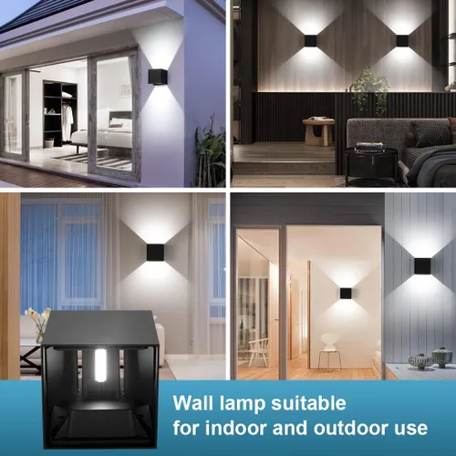 Miniatura 7 de BIRTALO - Luces LED de 20 W para exteriores de 20 W, ajustables, 6500 K, moderno aplique de pared cuadrado, impermeable, de aluminio negro