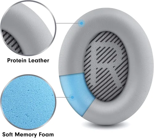 Miniatura 3 de Almohadillas de repuesto profesionales para auriculares Bose QuietComfort 35 QC15 QC25 QC2 QC35/Ae2 Ae2i Ae2w SoundTrue y SoundLink sobre la Plateado