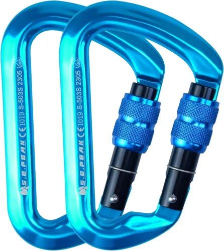 Miniatura 14 de SEPEAK UIAA - Mosquetón de escalada con bloqueo de 30 kN, clip profesional para puerta de tornillo resistente para escalada al aire libre