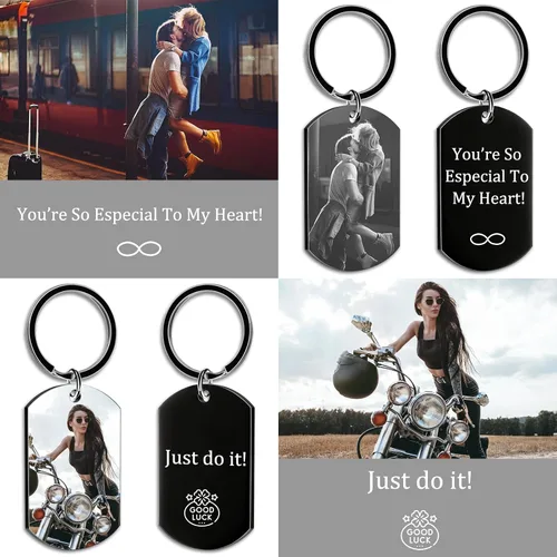 Miniatura 3 de Llavero personalizado con imagen, llavero giratorio de doble cara con fotos coloridas, regalos conmemorativos para amantes de la familia