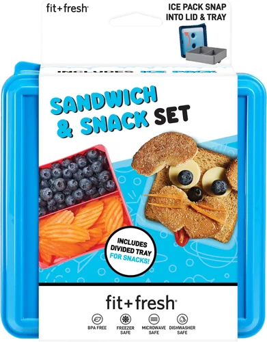 Fit & Fresh Portador dividido con paquete de almuerzo de hielo extraíble, 5.75 x 6 x 3.625 pulgadas, los colores pueden variar