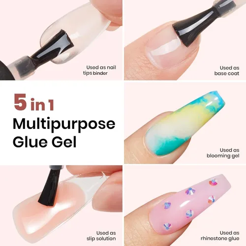 Miniatura 2 de beetles Gel Polish Kit de pegamento para uñas acrílicas, cepillo 5 en 1 súper fuerte, pegamento de gel y esmalte, requiere lámpara LED, regalo