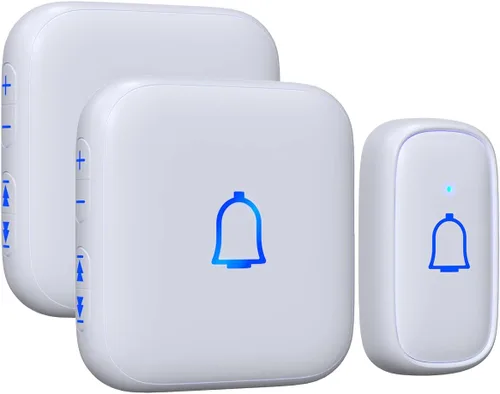 Miniatura 10 de Timbre Inalámbrico de 1000 Pies con 66 Melodías Impermeable 115dB 7 Niveles de Volumen Modo Silencioso con Flash LED Timbre Inalámbrico para Cuarto