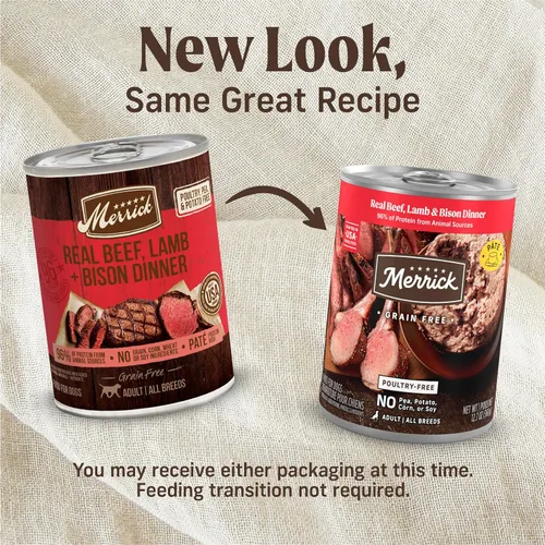 Miniatura 2 de Merrick Alimento enlatado natural y de primera calidad sin granos, receta húmeda suave y saludable, cena de carne de res real de Texas