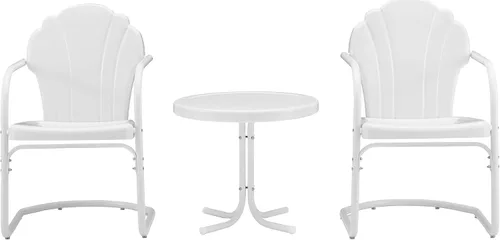 Miniatura 2 de Crosley Furniture Tulip - Juego de sillas y mesa auxiliar de 3 piezas para exteriores, juego de conversación de metal retro, color blanco