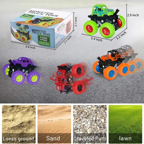 Miniatura 7 de Monster Truck Toys – Coches de juguete accionados por fricción para niños pequeños de 2 a 4 años, 3 a 5, 4 a 7 años, regalo ideal para fiestas