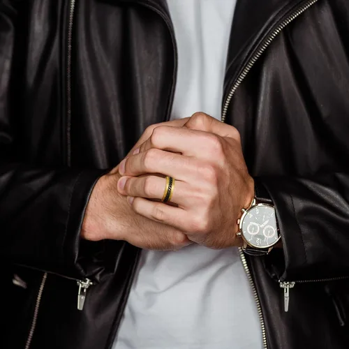 Miniatura 28 de King Will - Anillo antiestrés de acero inoxidable 316L para hombres y mujeres, con cadena decorativa giratoria, 8 mm de ancho, anillo de boda