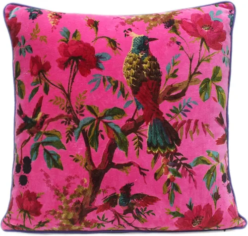 Miniatura 14 de Funda de cojín con flores de terciopelo para sofá, cojín bohemio colorido, con diseño de pájaro, estilo chic bohemio, acento indio, hecho a mano
