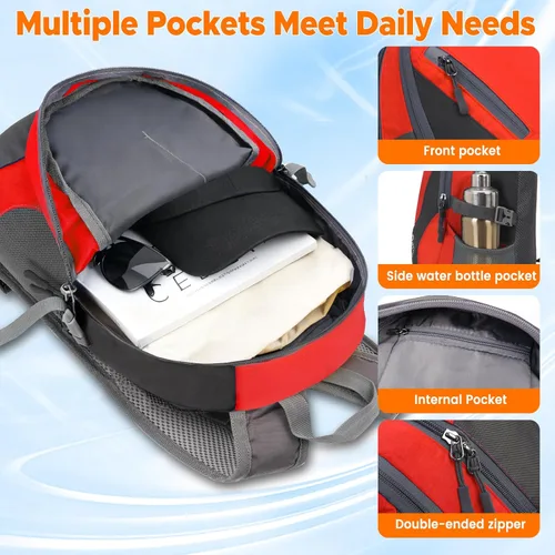 Miniatura 2 de sunhiker Pequeña mochila de senderismo para mujeres y hombres, 20L, ligera, mochila de viaje, mochila casual para ciclismo, acampar al aire libre