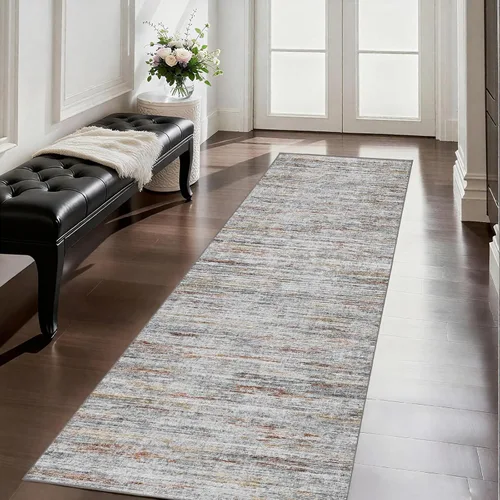 Miniatura 31 de Alfombras para pasillos antideslizantes 2x8, alfombra de pasillo moderna lavable para entrada, alfombra de piso suave resistente a manchas para Gris