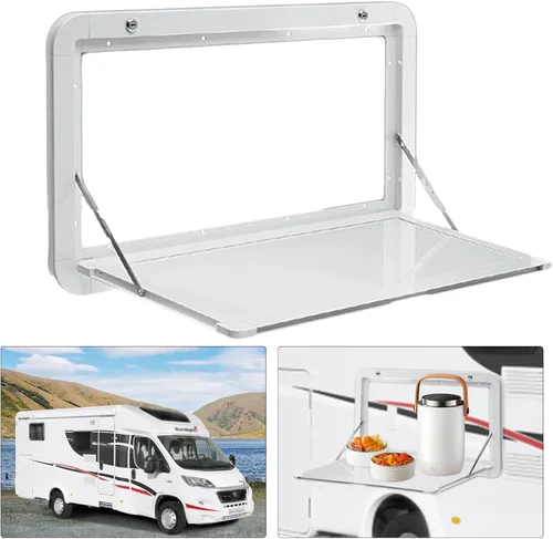 DYRABREST Mesa plegable, caravana RV Picnic plegable mesa externa de aluminio blanco 31.5x17.7 in/31.5x17.7 montaje en pared colgante mesa de
