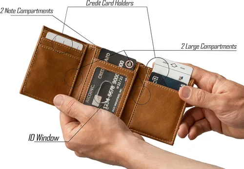 Miniatura 5 de Rico Industries Billetera marrón con grabado láser de la NFL, Baltimore Ravens, Trifold