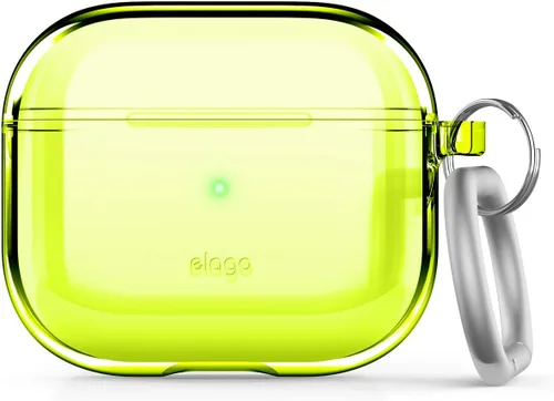 elago Funda transparente con llavero compatible con AirPods 3, cinta de gel incluida, reducción del amarilleo, protección transparente, soporta