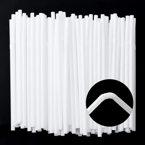 Miniatura 12 de ALINK 1000 popotes flexibles blancos, pajitas flexibles de plástico envueltas individualmente, 7.75 x 0.23 pulgadas