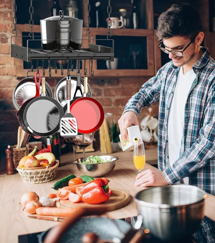 Miniatura 8 de Creso hom Estante Colgante para Ollas, 24x13 Pulgadas Colgadores de Ollas para Cocina, Estante Colgante para Sartenes con 12 Ganchos en Forma de S