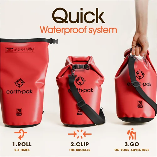Miniatura 5 de Earth Pak Bolsa Seca Impermeable - Mochila Impermeable de Cierre Enrollable Superior Mantiene el Equipo Seco para Kayak con Funda Impermeable
