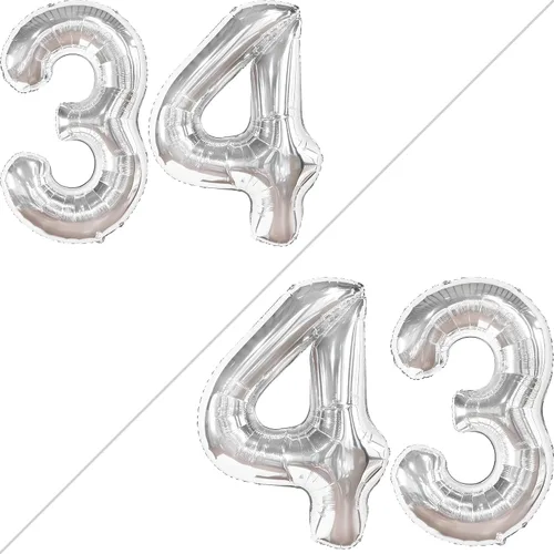 Miniatura 2 de KatchOn Juego de globos gigantes del número 34, 40 pulgadas, globos de cumpleaños número 34, decoraciones de cumpleaños de 34 años, decoraciones