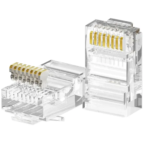 CableGeeker Paquete de 100 conectores RJ45 Cat 6, conectores de crimpado de cable Ethernet UTP de extremos Cat6 chapados en oro, compatibles con