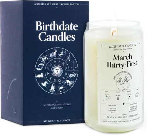 Miniatura 344 de Velas con fecha de nacimiento, 28 de octubre, velas perfumadas del zodiaco de Escorpio, regalo de cumpleaños, aroma a bergamota, canela y caoba