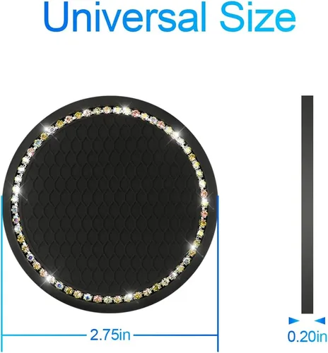 Miniatura 2 de Paquete de 2 Posavasos Brillantes para Portavasos, Inserto de Diamantes de Imitación de Cristal de 2.75 Pulgadas, Universal para Automóviles