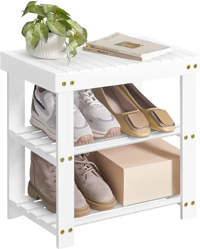 Miniatura 17 de SONGMICS Estante para Zapatos con Banco, Organizador de Almacenamiento de Zapatos de Bambú de 3 Niveles, Banco de Entrada, Soporta hasta 286 lb