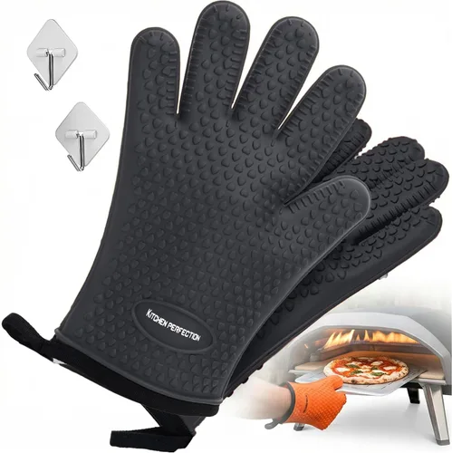 KITCHEN PERFECTION Guantes de silicona para horno de pizza, guantes extremadamente resistentes al calor para hornos de pizza al aire libre e