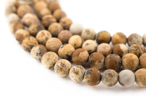 Miniatura 207 de The Bead Chest Cuentas de Jade Blanco Mate Redondas (8mm): Piedra Preciosa Orgánica Redonda Esférica de Energía con Poder de Sanación para Hacer