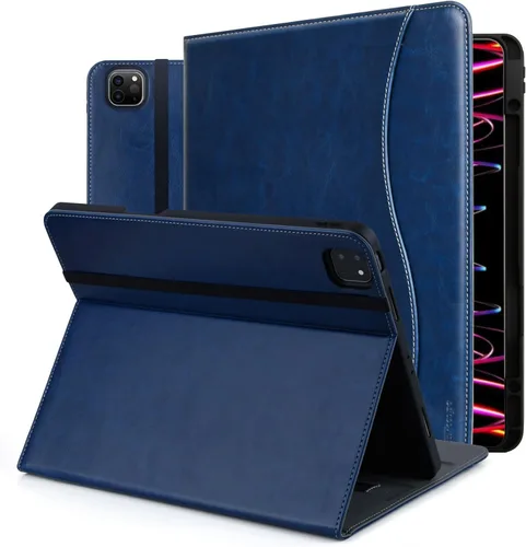HFcoupe Stitch - Funda para iPad Air 13 2026 M4 / 2025 M3 / 2024 M2, iPad Pro 12.9 6ª 5ª 4ª 3ª generación, soporte para lápices, soporte Azul marino