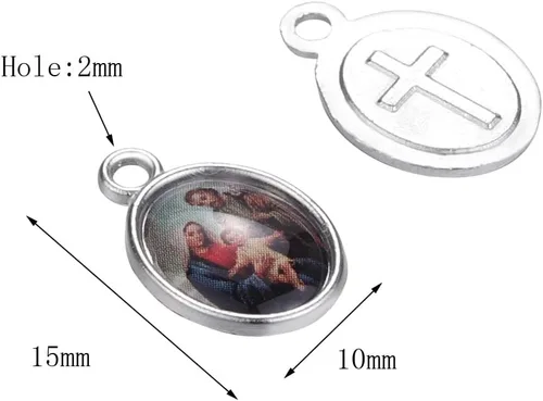Miniatura 2 de ZHENYIN 100 unidades de medalla de la Virgen María de Jesús con cruz de Jesús, ropa religiosa, medallón de San Benito, dijes sueltos para hacer