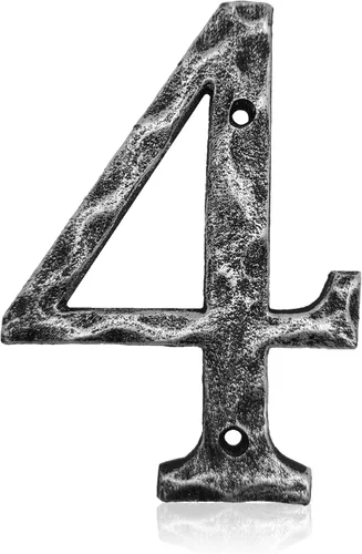 Miniatura 15 de Números de casa de 5.5 pulgadas, número único de dirección de metal de hierro fundido para puerta exterior o delantera, acabado plateado antiguo
