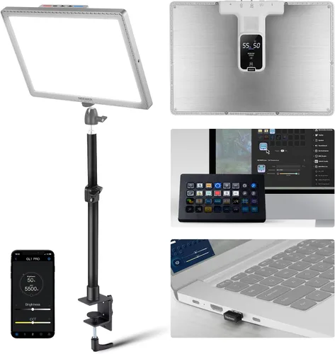 Miniatura 10 de NEEWER 25W 12.9" Luz Clave de Transmisión con Soporte de Escritorio/Control Remoto 2.4G/Transmisor USB, Control de APP para PC/Mac 2300Lx/0.5m