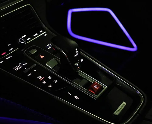 Miniatura 6 de iJDMTOY Cubierta decorativa de botón de liberación de freno de mano de aluminio rojo deportivo compatible con Porsche 2017 en adelante Panamera