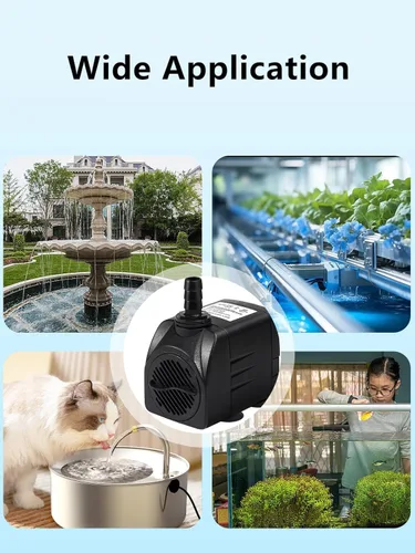 Miniatura 7 de Bomba de fuente, bomba de agua sumergible de 400 GPH para exteriores, bomba de fuente de agua ultra silenciosa con elevación de 6.5 pies, 3