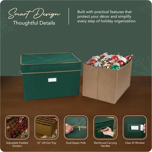 Miniatura 4 de Covermates Keepsakes – Caja de almacenamiento ajustable de 72 piezas – Capacidad para adornos de 4 pulgadas – Resistente – Asas – apilables