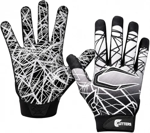 Guantes de fútbol Cutters - Guantes de receptor de fútbol para el día del partido con agarre de silicona de alta adherencia, soporte y protección