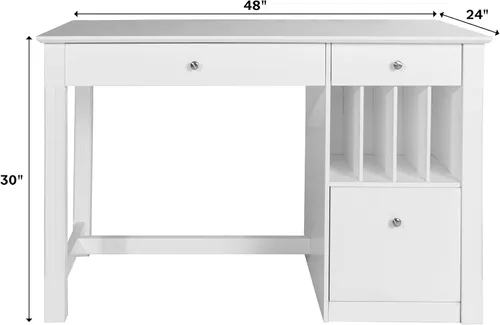 Miniatura 12 de We Furniture, Home Office Deluxe, escritorio para computadora, color negro, Madera Sólida, Blanco