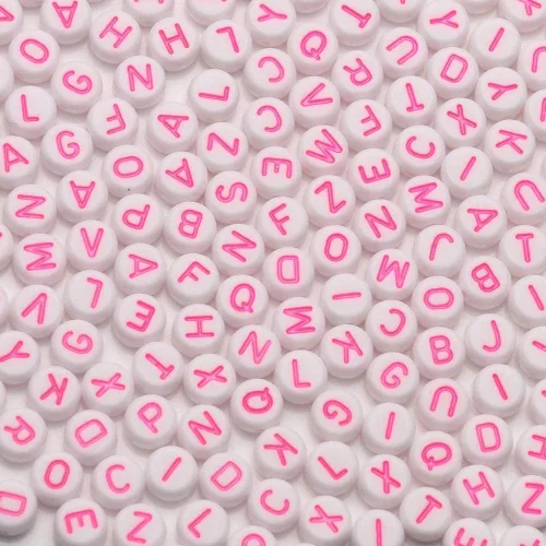 Miniatura 12 de 1200 piezas 4×7mm Cuentas de letras del alfabeto, cuentas acrílicas redondas negras y coloridas, para pulseras y hacer joyas