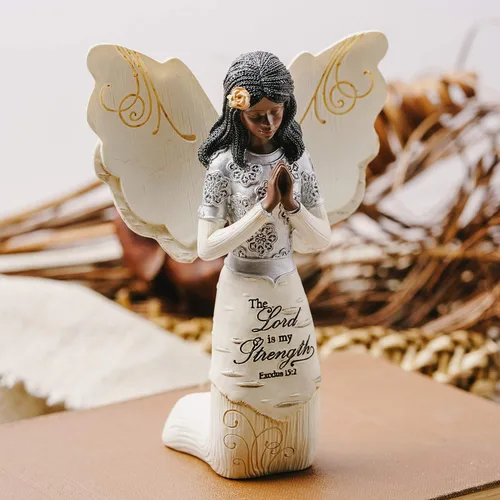 Miniatura 8 de Figura coleccionable de oración de Elements 82324, ángel arrodillado y rezando de ébano, 5-1/2 pulgadas