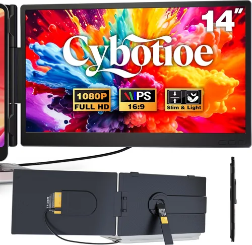 Extensor de pantalla para portátil de 0.27 pulgadas, ultrafino, 14 pulgadas, FHD 1080P IPS, monitor portátil dual, USB-C/HDMI Plug & Play, extensor