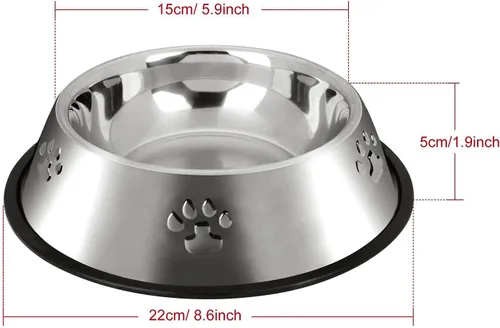 Miniatura 6 de YUDANSI 2 cuencos de acero inoxidable para perros, platos de alimentación para perros, cuencos de comida con base de goma, comedero para mascotas