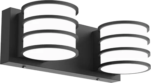 Lámpara LED de tocador de baño, 12.6 pulgadas, 2 lámparas negras con pantallas acrílicas blancas, 6000 K blanco frío, iluminación de espejo para