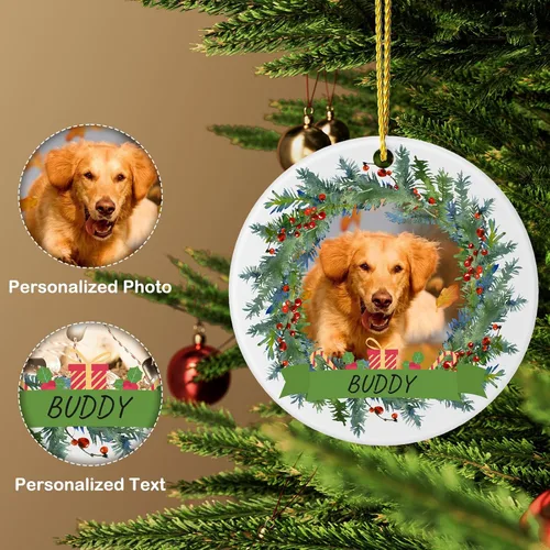 Miniatura 3 de Adornos personalizados para árbol de Navidad con nombre de foto, adorno personalizado para mascotas, adornos de primera Navidad para perros, regalos