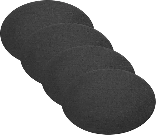 Elrene Home Fashions Villeroy & Boch Manufacture Rock - Manteles individuales reversibles ovalados de piel sintética, 4 unidades, color negro