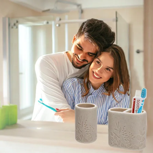 Miniatura 5 de Aksipo - Juego de accesorios de baño beige, 4 piezas de conjunto de accesorios de baño de resina resistente, dispensador de jabón de manos, juego