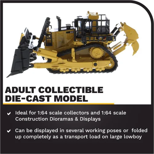 Miniatura 4 de Diecast Masters Bulldozer Caterpillar D11 a escala 1:64 con 2 cuchillas y desgarradores traseros Modelo 85637 Play & Collect Series Cat