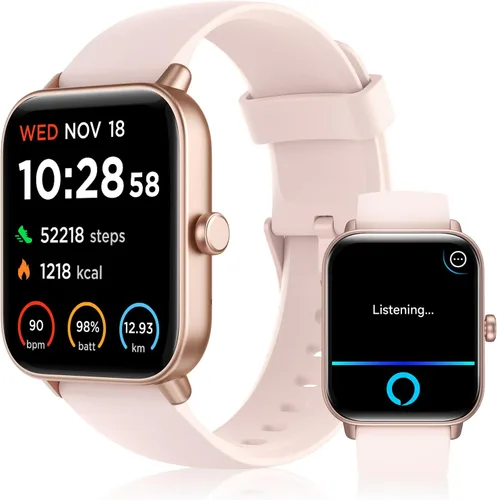 Smart Watch for Women (Alexa Built-in & Bluetooth Call), 1.8" Smartwatch with SpO2Heart RateSleepStress Monitor, CalorieStepDistance Counter, 100